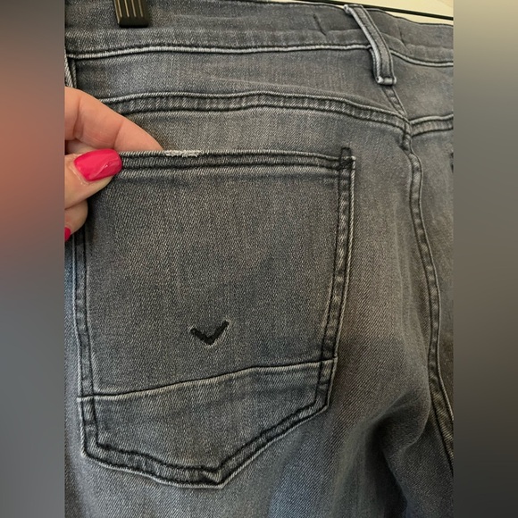 Hudson Los Angeles Charcoal Gray Straight Distressed Designer Jeans Size 30 - Picture 8 of 16